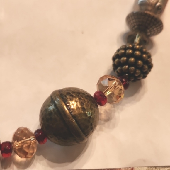 Beaded ribbon necklace adjustable stamped boho - Picture 5 of 6